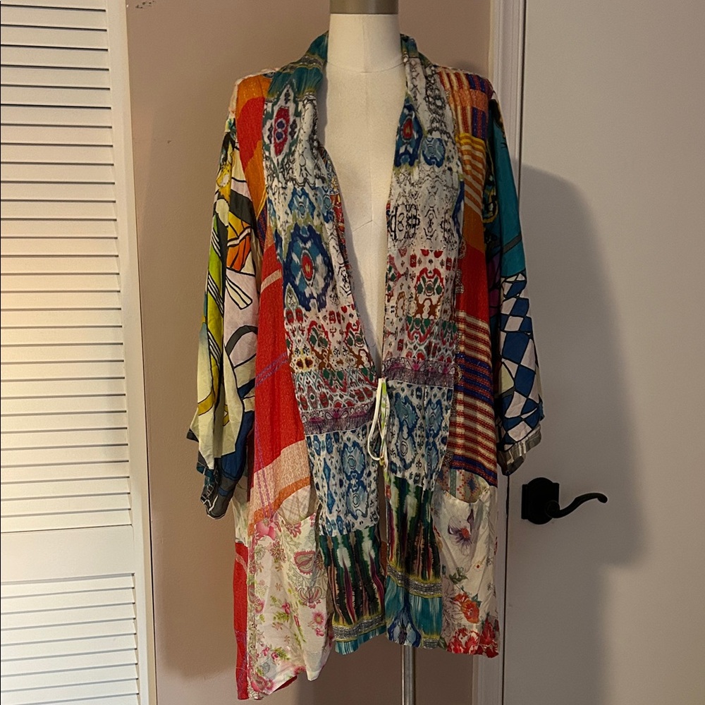 JOHNNY WAS Lolita Mix-Print Silk Kimono Jacket size XXL - Picture 4 of 16
